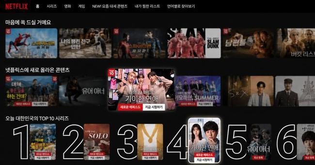 SBS 예능 '기이안 연애', 넷플릭스 대한민국 TOP 10 시리즈 4위 진입